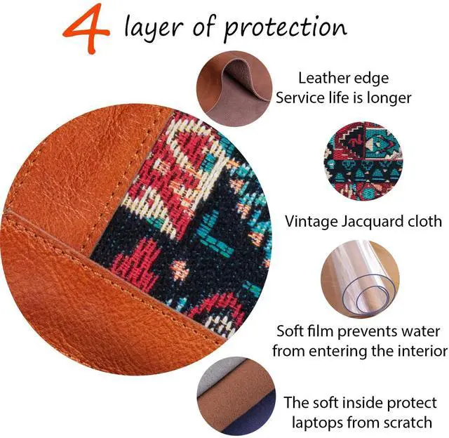 Alt view image 3 of 5 - CPNVWA 16 Inch Laptop Sleeve MacBook Pro/Max M4 M3 M2 M1 Laptop Case,Leather Laptop Cover for MacBook Air 15 M3 M2,Mac Travel Protective Case for 15-16 inch Notebook,Brown