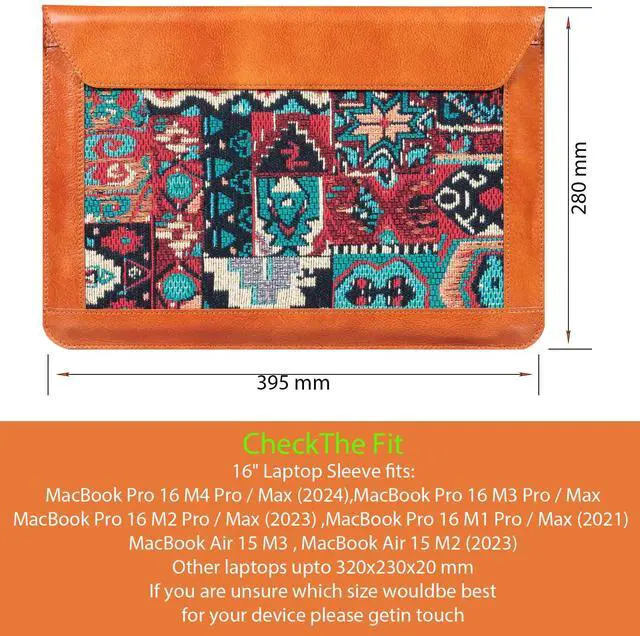 Alt view image 2 of 5 - CPNVWA 16 Inch Laptop Sleeve MacBook Pro/Max M4 M3 M2 M1 Laptop Case,Leather Laptop Cover for MacBook Air 15 M3 M2,Mac Travel Protective Case for 15-16 inch Notebook,Brown