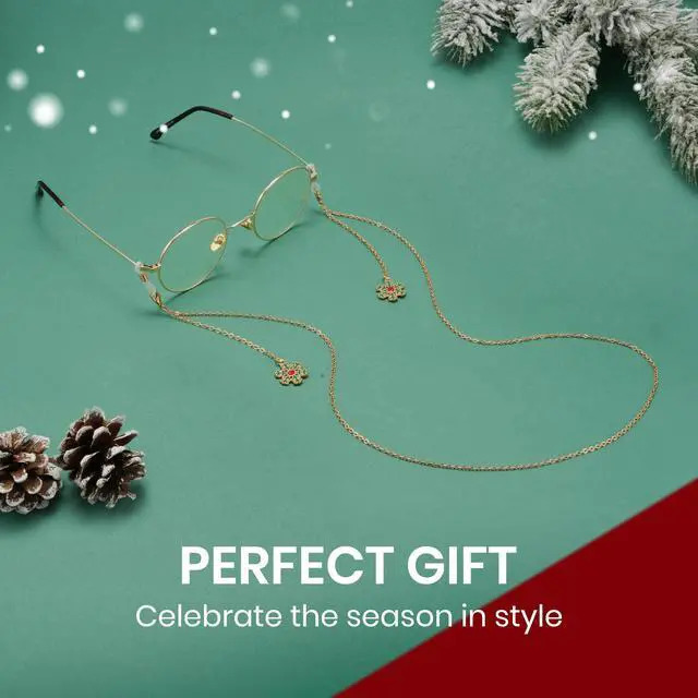 Alt view image 2 of 5 - Cyxus Women Blue Light Blocking Glasses with Festive Pine Flowers glasses chain Round Metal Fake Eyeglasses Gold Frame