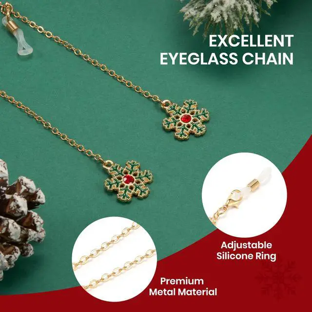 Alt view image 3 of 5 - Cyxus Women Blue Light Blocking Glasses with Festive Pine Flowers glasses chain Round Metal Fake Eyeglasses Gold Frame