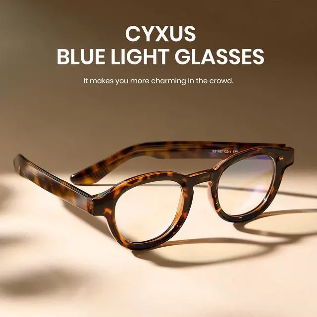 Alt view image 5 of 5 - Cyxus Blue Light Glasses Fashion Round Computer Blue Ray Blocking Glasses Tr90 Frame Anti Glare Strain For Men Women 8553 Tortoiseshell