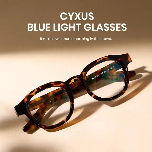Alt view image 4 of 5 - Cyxus Blue Light Glasses Fashion Round Computer Blue Ray Blocking Glasses Tr90 Frame Anti Glare Strain For Men Women 8553 Tortoiseshell
