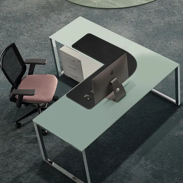 Alt view image 5 of 5 - Chihein L-Shaped Desk Pad, Corner Desk Mat (41.3"+ 41.3") x 12.99", Computer Office Mouse pad Writing Table Pad for Home Office - Black/Gray