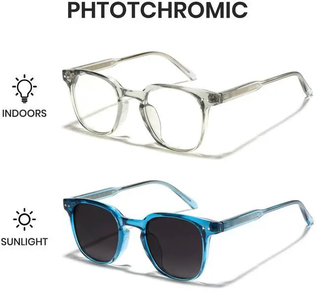 Alt view image 2 of 5 - Cyxus Photochromic Glasses Both Frames and Lenses Color Changing with Blue Light Blocking UV Protection(8231i75 Light Color to Blue)