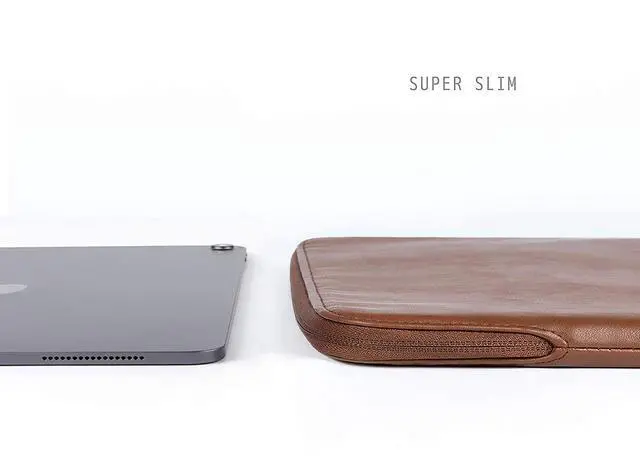 Alt view image 5 of 5 - Comfyable Tablet Sleeve Compatible with iPad Air 13 inch M3 2025, iPad Pro 13" M4 2024 with Magic Keyboard & Pencil Holder - PU Leather Bag Slim Protective Cover Case - Brown