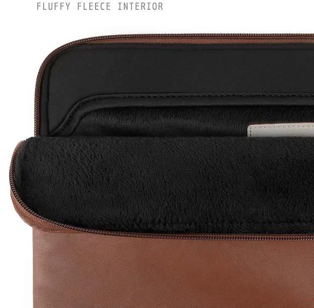 Alt view image 2 of 5 - Comfyable Leather Laptop Sleeve Compatible with 16 Inch MacBook Pro M4 2024 & 15 Inch MacBook Air M4 M3 M2 2025, Brown