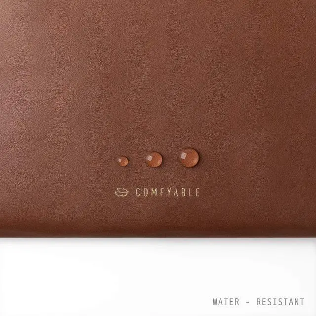 Alt view image 4 of 5 - Comfyable Leather Laptop Sleeve Compatible with 16 Inch MacBook Pro M4 2024 & 15 Inch MacBook Air M4 M3 M2 2025, Brown