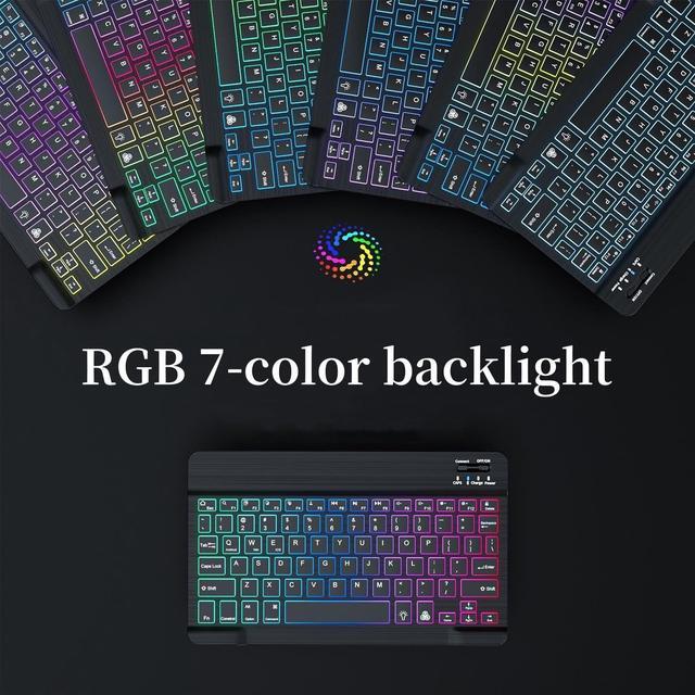 Alt view image 3 of 5 - Disonbeir Backlit Keyboard Case for iPad A16 2025/ iPad 2022 10th Generation 10.9 inch Case with Keyboard Colorful RGB Backlight Magnetic Detachable Keyboard Cute Candy Color Case,Pink+White