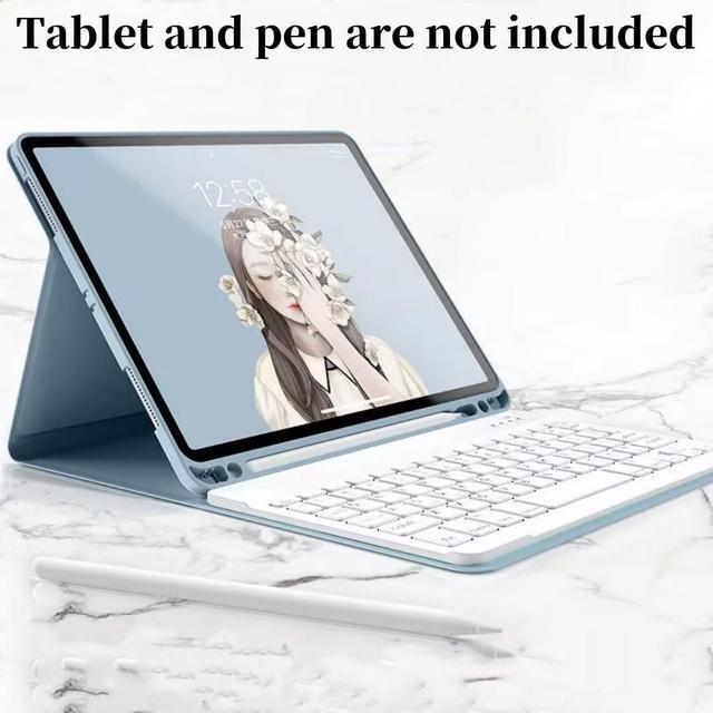 Alt view image 5 of 5 - Disonbeir Backlit Keyboard Case for iPad A16 2025/ iPad 2022 10th Generation 10.9 inch Case with Keyboard Colorful RGB Backlight Magnetic Detachable Keyboard Cute Candy Color Case,Pink+White