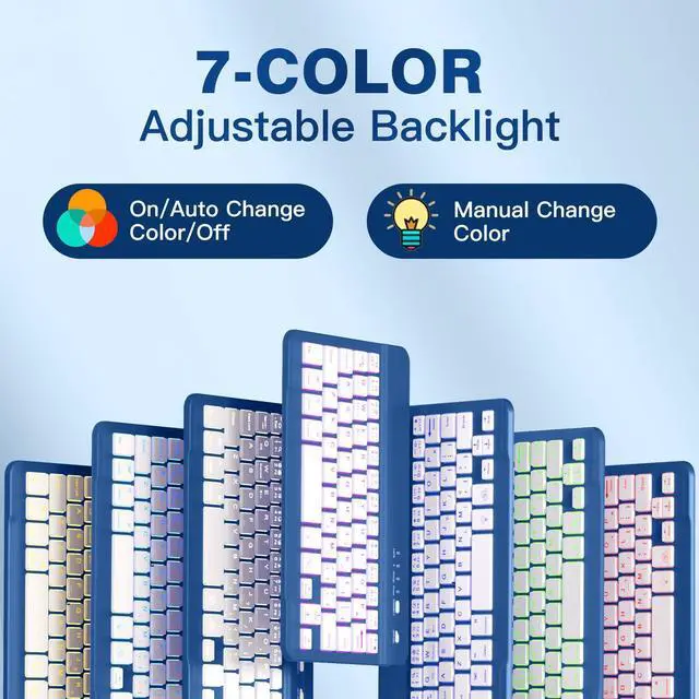 Alt view image 5 of 5 - Cousper for iPad Mini 7 Keyboard Case A17 Pro 2024/iPad Mini 6 Generation Case with Keyboard 2021 8.3 Inch, Pencil Holder, 7 Color Backlit Detachable Keyboard Cover for iPad Mini 7th/6th Gen,Navy Blue