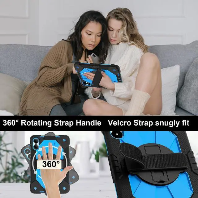 Alt view image 5 of 5 - Doemoil for Xiaomi Redmi Pad Pro 12.1"/Xiaomi Poco Pad 12.1" Case with with Kickstand/Hand Strap/Rotating/Shoulder Strap (Black/Blue)
