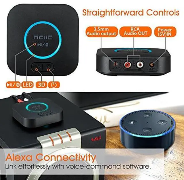 Alt view image 4 of 5 - Audio Bluetooth Receiver,HiFi Wireless Audio Adapter,Bluetooth 4.2 Receiver with 3D Surround AptX Low Latency for Home and Car Music Stereo Streaming (Pair 2 at Once)