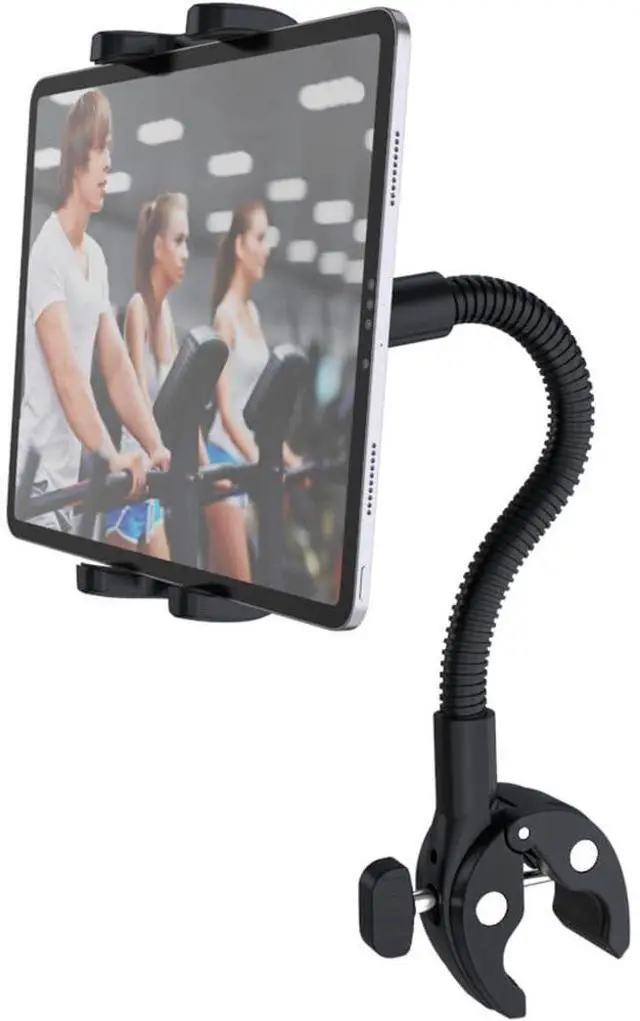 Main image of Cuxwill Tablet Holder Bike Mount Fit 4-13" iPad Phone for Peloton Treadmill, Upgrade Goosencek Clamp Mount for Spin Bike, Indoor Stationary Exercise Bicycle, Wheelchair, Mic Stand, Stroller Handlebar