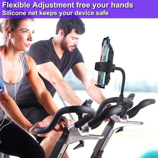 Alt view image 5 of 5 - Cuxwill Tablet Holder Bike Mount Fit 4-13" iPad Phone for Peloton Treadmill, Upgrade Goosencek Clamp Mount for Spin Bike, Indoor Stationary Exercise Bicycle, Wheelchair, Mic Stand, Stroller Handlebar