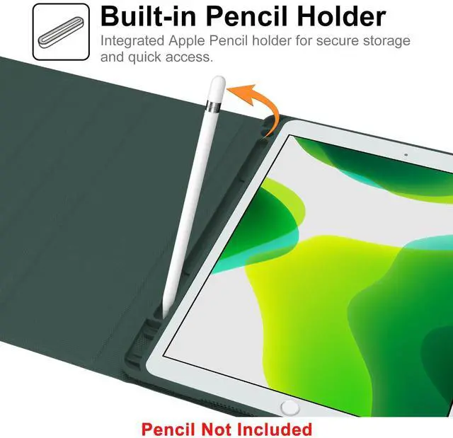 Alt view image 4 of 5 - Backlit Keyboard Case for iPad 9th/8th/7th Gen 10.2 inch, iPad Air 3rd Gen, iPad Pro 10.5 - Built-in Pencil Holder, Magnetic Rechargeable Backlit Removeable Keyboard, Auto Sleep & Wake - Dark Green