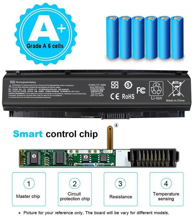 Alt view image 4 of 5 - PA06 849911-850 Laptop Battery for HP Omen 17 17-w 17-ab200 17t-ab00 Series 17-w053dx 17-w253dx 17-w033dx 17-ab011nl 17-w000 17-w200 849571-221 849571-241 849571-251 PA06062 HSTNN-DB7K TPN-Q174 HQ-TRE