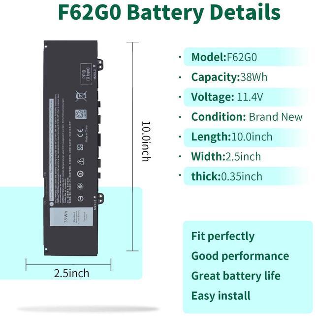 Alt view image 2 of 5 - DMKAOLLK 38WH 39DY5 F62G0 Battery for Dell Inspiron 13 7000 i7373 7373 7386 2-in-1 7370 7380 5370 P83G P87G P91G P83G001 P83G002 P87G001 Vostro 13 5370 039DY5 0F62G0 RPJC3 0RPJC3 F62GO 11.4V