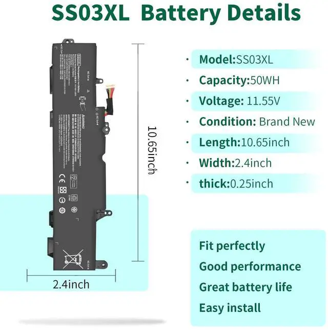 Alt view image 2 of 5 - SS03XL 933321-855 Battery for HP EliteBook 840 G5,EliteBook 730 735 740 745 830 846 G5, EliteBook 735 745 830 840 G6 ZBook 14U G5 G6 HSN-I13C-4 HSN-112C HSTNN-LB8G 932823-421 932823-1C1 SS03050XL