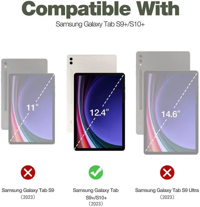 Alt view image 2 of 5 - Dexnor Case for Samsung Galaxy Tab S10 Plus (2024) / Galaxy Tab S9 Plus (2023) 12.4 Inch, [Built in Screen Protector & Kickstand] with Pen Holder Heavy Duty Shockproof Protective Cover - Blue