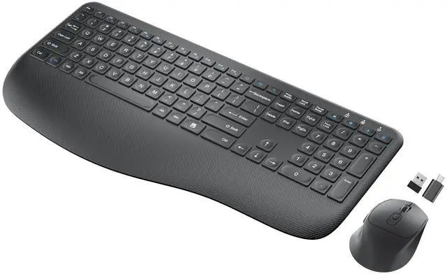 Main image of Wireless Keyboard and Mouse Combo, Full-Sized 2.4GHz Comfortable Palm Rest and Optical Wireless Mouse for Windows, Mac OS PC/Desktops/Computer/Laptops(Carbon Black)