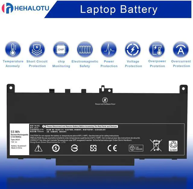 Alt view image 5 of 5 - E7470 J60J5 E7270 Battery Compatible with Dell Latitude E7470 E7270 7470 7270 Laptop Battery,Type 0MC34Y MC34Y R1V85 242WD GG4FM WYWJ2 1W2Y2 451-BBSX 451-BBSY 451-BBSU P26S001 P61G001 PDNM2 7.6V 55Wh