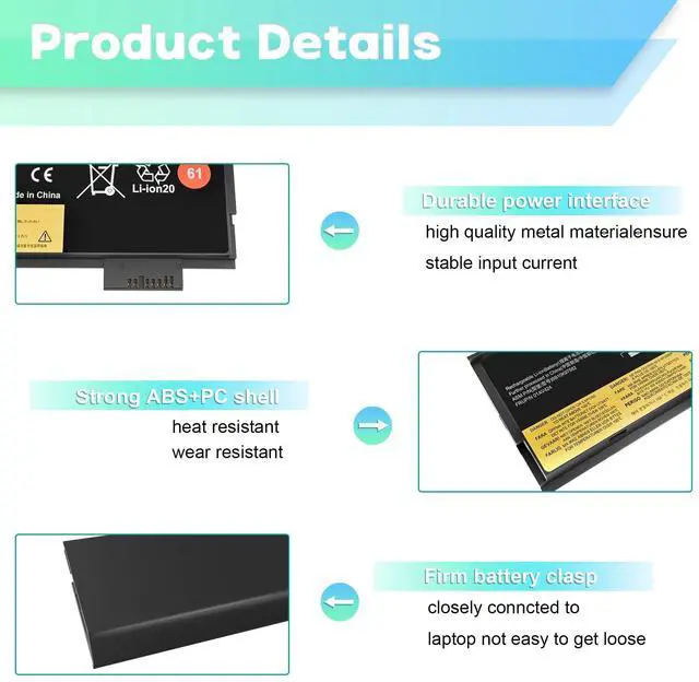 Alt view image 5 of 5 - SLE-TECH 01AV423 61 11.4V 24WH SB10K97580 Laptop Battery Replacement for Lenovo ThinkPad T470 T480 T570 T580 A475 A485 P51S P52S 4X50M08810 01AV424 01AV452 SB10K97579 SB10K97580 SB10K97581 SB10K97597