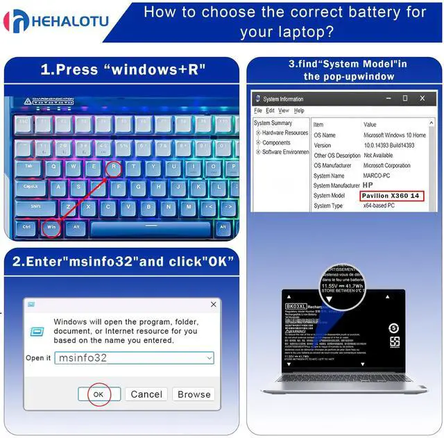 Alt view image 4 of 5 - BK03XL Battery for HP Pavilion X360 14 14M Series 14M-BA011DX 14M-BA013DX 14M-BA114DX 14-BA1XX 14-BA2XX 14M-BA0XX 14M-BA1XX 14-BA253CL 14-BA153CL 14-BA125CL 14-BA175NR 916366-421 916811-855 41.7Wh