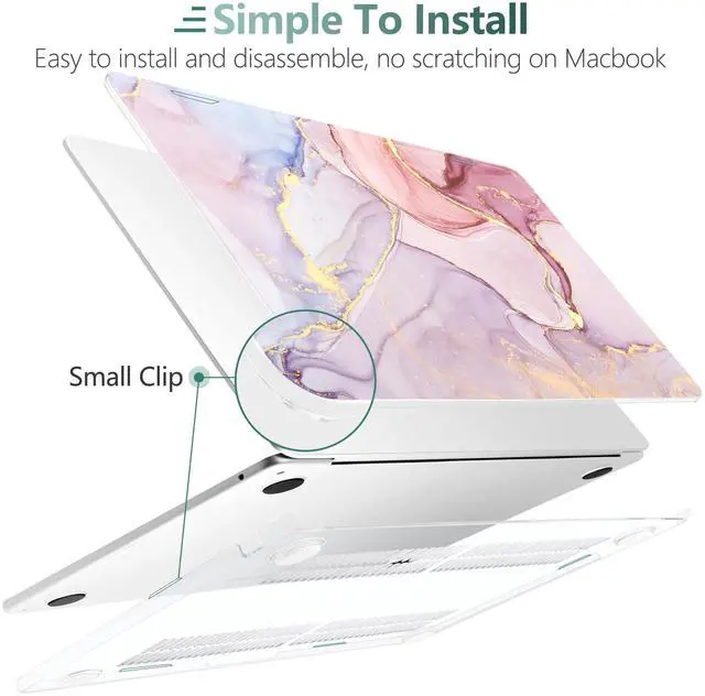 Alt view image 4 of 5 - DONGKE Compatible with M4 MacBook Air 15 inch Case 2025 2024 2023 A3241 A3114 A2941 M3 M2 Liquid Retina Display Touch ID, Plastic Hard Case & Keyboard Skin & Screen Protector - Pink Marble