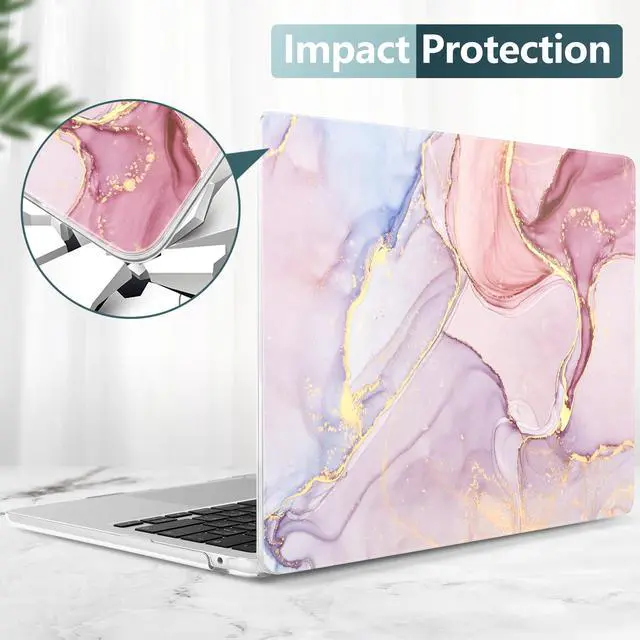 Alt view image 5 of 5 - DONGKE Compatible with M4 MacBook Air 15 inch Case 2025 2024 2023 A3241 A3114 A2941 M3 M2 Liquid Retina Display Touch ID, Plastic Hard Case & Keyboard Skin & Screen Protector - Pink Marble