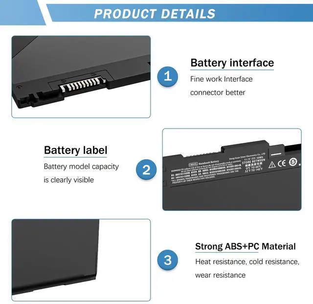 Alt view image 2 of 5 - YUERYE CM03 CM03XL Laptop Battery for HP EliteBook 740 745 750 755 840 845 850 855 G1 G2 Series Notebook fits CO06 CO06XL Battery Spare 716724-421 717376-001 CM03050XL