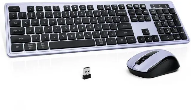 Main image of Wireless Keyboard and Mouse, 2.4GHz Cordless Keyboard Mouse Combo with Numeric Keypad, Plug and Play USB Receiver, Compatible with Windows, Mac, Laptop, and PC(Black Purple)