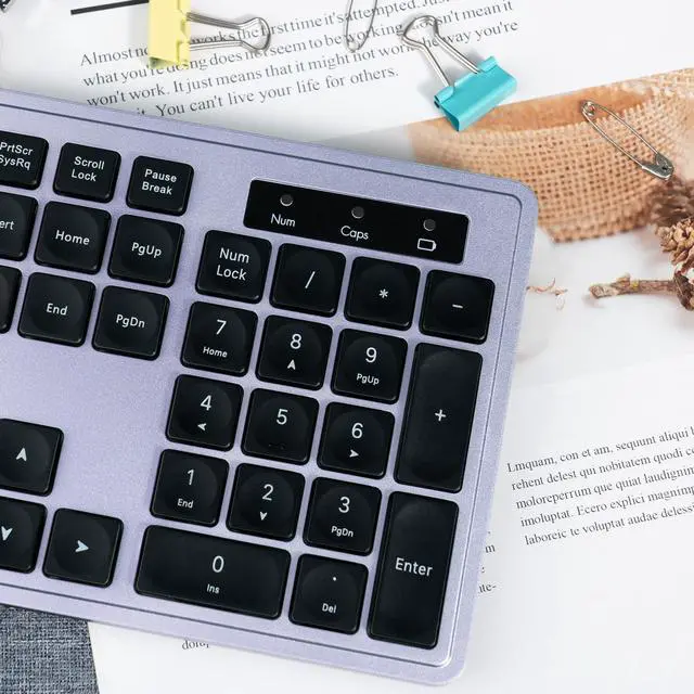 Alt view image 4 of 5 - Wireless Keyboard and Mouse, 2.4GHz Cordless Keyboard Mouse Combo with Numeric Keypad, Plug and Play USB Receiver, Compatible with Windows, Mac, Laptop, and PC(Black Purple)