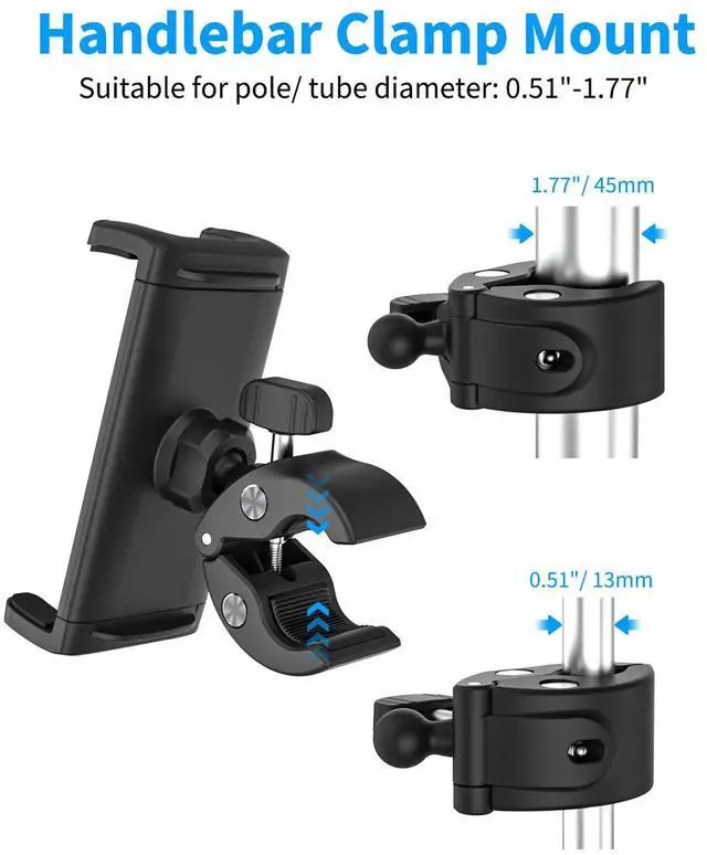 Alt view image 3 of 5 - Dosvsi Tractor Tablet Clamp Mount, Sturdy Tablet Holder for Forklift/Farming Machine/Work Truck, 360deg Swivel Tube/Pole Clip for iPad 12.9 Pro Air Mini 5 4, Galaxy Tab, Z Fold, iPhone, 4-13" Devices