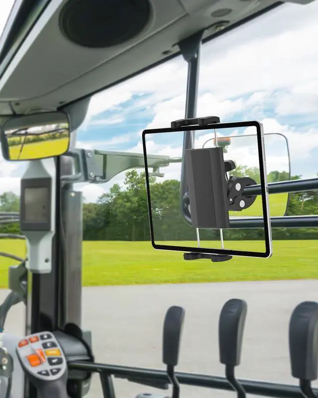 Alt view image 4 of 5 - Dosvsi Tractor Tablet Clamp Mount, Sturdy Tablet Holder for Forklift/Farming Machine/Work Truck, 360deg Swivel Tube/Pole Clip for iPad 12.9 Pro Air Mini 5 4, Galaxy Tab, Z Fold, iPhone, 4-13" Devices