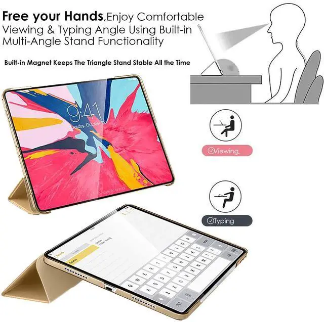 Alt view image 4 of 5 - DuraSafe Cases for iPad PRO 11 Inch 1st [ PRO 11 1 Gen 2018 ] A1980 A1934 MTXN2LL/A MTXP2LL/A MTXR2LL/A MTXQ2LL/A MTXT2LL/A MTXU2LL/A Ultra Slim Smart Auto Sleep/Wake PC Cover - Gold