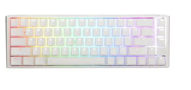 Main image of Ducky One 3 White 65% Mechanical Keyboard: Quack Mechanics Dampening, Hot-Swappable Cherry Black Switches, High-Density PBT Doubleshot Keycaps, RGB, US, White