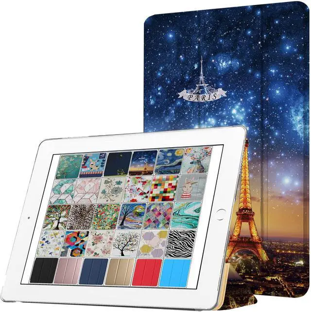 Main image of DuraSafe Cases for iPad PRO 9.7 Inch [Pro 9.7 2016] A1673 A1674 MLPX2LL/A MLPW2LL/A MLPY2LL/A MLYJ2LL/A Printed Slim Lightweight Protective PC Dual Angle Stand Clear Flip Back Cover - Paris Night