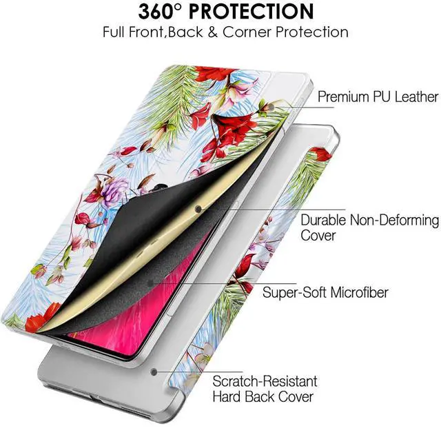 Alt view image 5 of 5 - DuraSafe Cases for iPad PRO 11 Inch 2nd 3rd 4th [ PRO 11 2020 2 2021 3 2022 4 Gen ] A2759 A2435 A2761 A2762 A2377 A2459 A2228 A2068 A2230 Printed Hard PC Transparent Back Cover - Birds & Flowers