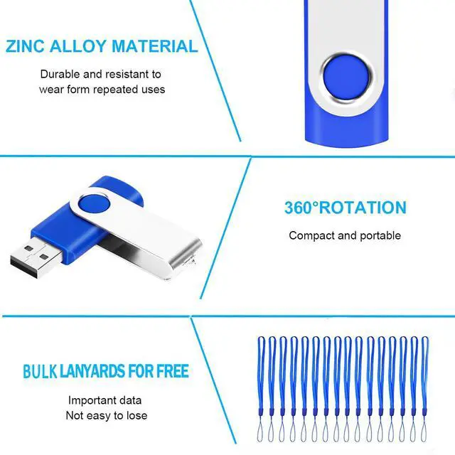Alt view image 4 of 5 - 1GB USB Flash Drives 100 Pack, EASTBULL USB 2.0 Flash Drive Bulk Thumb Drive Pack Memory Stick Swivel Pen Drives (Blue)