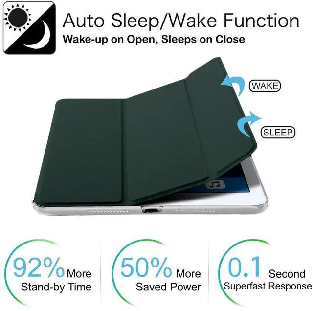 Alt view image 3 of 5 - DuraSafe Cases for iPad 10.5 Inch Air 3rd Gen [ PRO 10.5 Air 3 ] 2017/2019 MUUL2LL/A MUUK2LL/A MUUJ2LL/A MQDX2LL/A MQDT2LL/A MQDW2LL/A Ultra Slim Smart Auto Sleep/Wake PC Cover - Dark Green