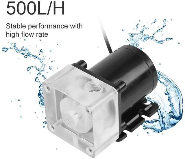 Alt view image 5 of 5 - Noiseless PC Water Cooling System Pump,1/4 Inner Thread 12V DC Ultraquiet CPU ,Computer Water Cooling System Pump for PC 500L H