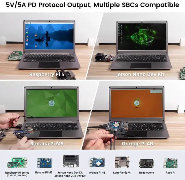 Alt view image 5 of 5 - ELECROW Portable Monitor with Keyboard, 14 Inch Lapdock Display with Built-in Battery & RPi5 Adapter, 1080P FHD IPS USB C Computer Monitors Compatible with Raspberry Pi, PC, Phone, Mac, Game Console