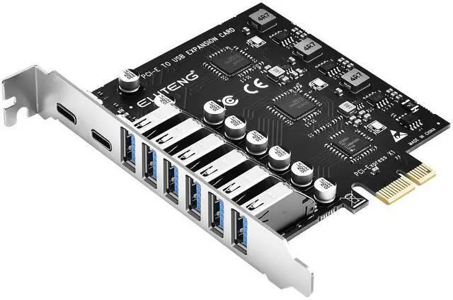 Main image of ELUTENG PCIE USB 3.2 Card 8 Ports PCI Expree to USB C Expansion Card Superspeed 6 USB and 2 Type C PCI-e USB3 Hub Controller Adapter 3 Independent Power Module
