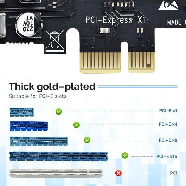 Alt view image 2 of 5 - ELUTENG PCIE USB 3.2 Card 8 Ports PCI Expree to USB C Expansion Card Superspeed 6 USB and 2 Type C PCI-e USB3 Hub Controller Adapter 3 Independent Power Module