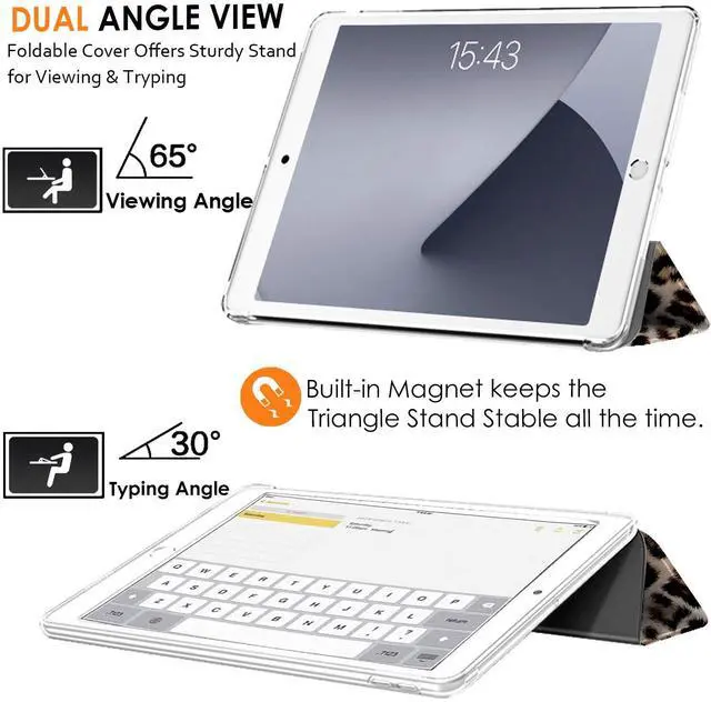 Alt view image 4 of 5 - DuraSafe Cases iPad PRO 11 2nd 2020 [ PRO 11 Inch 2 Generation ] MY232LL/A MY252LL/A MY332LL/A MY342LL/A Trifold Printed Slim Adjustable Stand Feature Case with TPU Heat Dissipation Back - Leopard