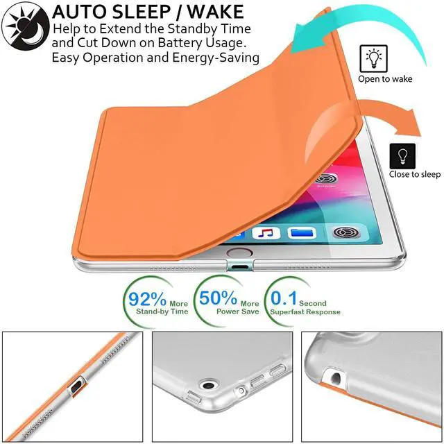 Alt view image 3 of 5 - DuraSafe Cases for iPad Air 3 2019 PRO 10.5 Inch 2017 Air 3rd Gen A1701 A2152 A2123 MQF12LL/A MQEY2LL/A MQF22LL/A MQF02LL/A Trifold PC Lightweight Smart PU Leather Protective Hard Back Cover - Orange