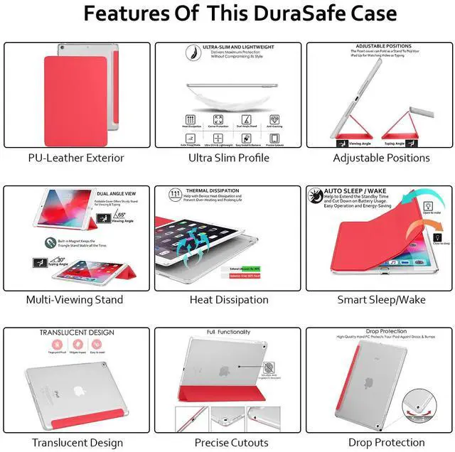 Alt view image 5 of 5 - DuraSafe Cases for iPad 10.9 inch 10th Generation 2022 PC Case A2696 A2757 A2777 MPQ13LL/A MPQ33LL/A MPQ03LL/A MPQ23LL/A MPQ93LL/A MPQC3LL/A MPQ83LL/A MPQA3LL/A MQ6K3LL/A MQ6L3LL/A - Red