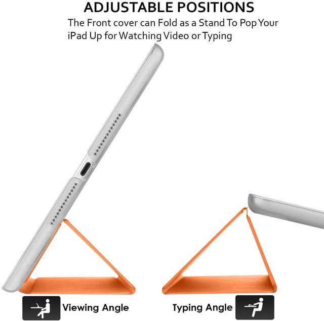 Alt view image 5 of 5 - DuraSafe Cases for iPad 9.7 Inch 4 Gen 3 Gen 2012 2 Gen 2011 [iPad 4th 3rd 2nd Old Model ] A1458 A1416 A1458 A1416 MD522LL/A MD525LL/A MG932LL/A Trifold PC Smart PU Leather Hard Back Cover - Orange