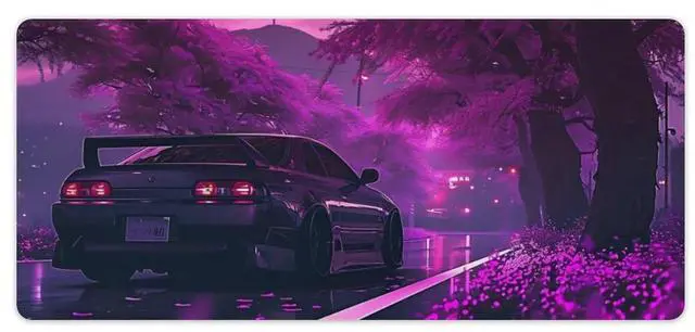 Main image of FeoYoed Large Mouse Pad Anime JDM Car S13 Purple Flowers Static Desk Mat Computer Accessories Gaming Office Organizers Supplies Decor Essentials Keyboard Pads for Desk Rubber 40x90cm