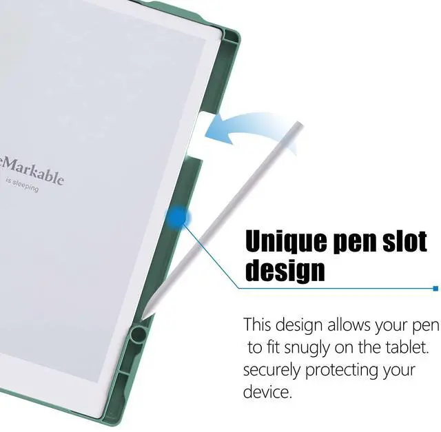 Alt view image 2 of 5 - ENET-CASE Case for Remarkable 2 Paper Tablet- Multi-Viewing Adjustable Folding Book Folio Cover - with Built-in Pen Holder - for 10.3" 2020 Released (Dark Green)